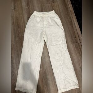(DISSH) White linen wide leg pants